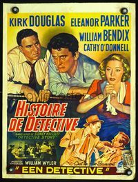 4k038 DETECTIVE STORY Belgian '51 William Wyler directed, art of Kirk Douglas, Eleanor Parker!