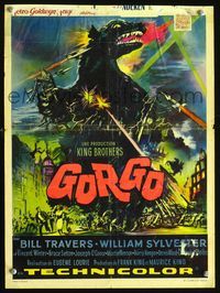 4k054 GORGO Belgian '61 great artwork of giant monster attacking London!