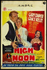 4k060 HIGH NOON Belgian R54/55 art of Gary Cooper w/gun, Grace Kelly!