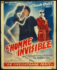 4k066 INVISIBLE MAN Belgian R50s cool artwork of invisible killer, from H.G. Wells novel!