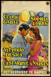 4k067 IT STARTED IN NAPLES Belgian '60 romantic art of Clark Gable with sexy Sophia Loren!