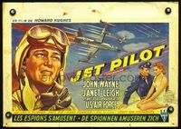 4k069 JET PILOT Belgian '57 Howard Hughes, art of fighter pilot John Wayne, sexy Janet Leigh!