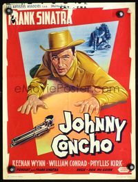 4k070 JOHNNY CONCHO Belgian '56 artwork of cowboy Frank Sinatra as he reaches for gun!