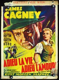 4k077 KISS TOMORROW GOODBYE Belgian '50 Wik art of James Cagney as a thug with a heart of ice!