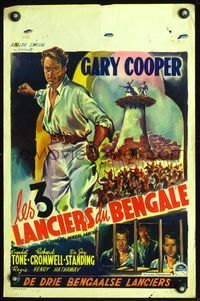 4k082 LIVES OF A BENGAL LANCER Belgian R40s Henry Hathaway, art of Gary Cooper, Franchot Tone!