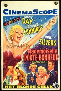 4k085 LUCKY ME Belgian '54 art of sexy Doris Day, wacky Robert Cummings, Phil Silvers!