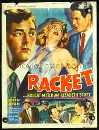 4k109 RACKET Belgian '51 art of sexy Lizabeth Scott, Robert Mitchum & Robert Ryan, film noir!