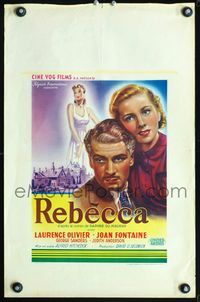 4k114 REBECCA Belgian R40s Alfred Hitchcock, art of Laurence Olivier & Joan Fontaine!