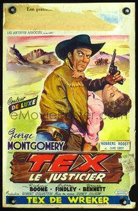 4k121 ROBBER'S ROOST Belgian '55 Wik art of George Montgomery, from the Zane Grey novel!