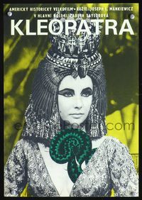 4k161 CLEOPATRA Czech 11x16 '66 great different close up of Elizabeth Taylor with snake!