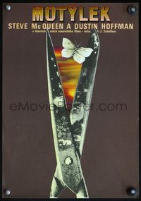 4k173 PAPILLON Czech 12x17 '74 great art of scissors & butterfly by Ziegler!