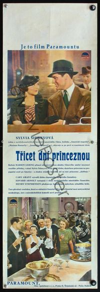 4k181 THIRTY DAY PRINCESS Czech 13x38 '34 Cary Grant & Sylvia Sidney, cool different design!