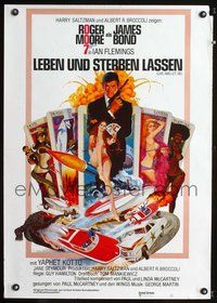 4k240 LIVE & LET DIE German '73 art of Roger Moore as James Bond by Robert McGinnis!