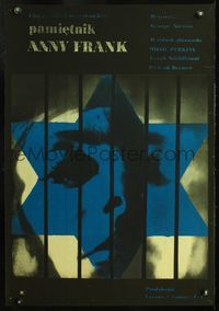 4k392 DIARY OF ANNE FRANK Polish 23x33 '59 Szayb art of Jewish girl hiding from atrocities!