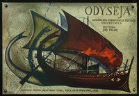 4k518 DIE IRRFAHRTEN DES ODYSSEUS Polish 26x38 '85 cool Maciej Woltman art of Greek ships!