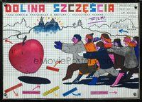 4k520 DOLINA SZCZESCIA Polish 27x38 '83 bizarre Andrzej Pagowski art of crowd chasing apple!
