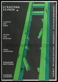 4k553 PRILIS VELKA SANCE Polish 27x39 '86 E. Skorwider art of ladder with broken rungs!