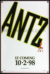 4m147 ANTZ iz coming style advance 1sh '98 Woody Allen, computer animated insects, every ant has his day!