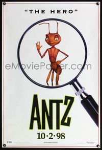 4m146 ANTZ advance Hero style 1sh '98 Woody Allen, computer animated insects, every ant has his day!