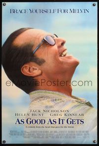 4m158 AS GOOD AS IT GETS DS int'l 1sh '98 great close up smiling image of Jack Nicholson as Melvin!
