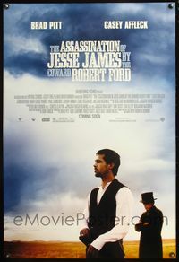 4m161 ASSASSINATION OF JESSE JAMES DS advance 1sh '07 Brad Pitt & Casey Affleck, cool design!