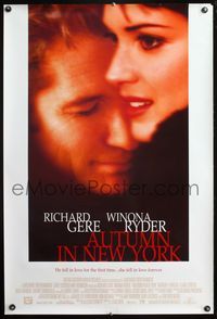 4m170 AUTUMN IN NEW YORK DS int'l 1sh '00 directed by Joan Chen, Richard Gere & pretty Winona Ryder!