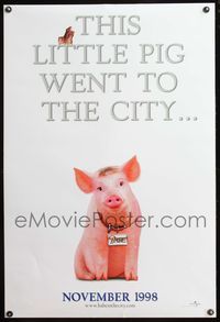 4m179 BABE PIG IN THE CITY DS teaser 1sh '98 George Miller's talking pig, cute image!