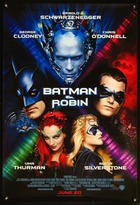 4m194 BATMAN & ROBIN advance 1sh '97 Clooney, O'Donnell, Schwarzenegger, Thurman, Silverstone