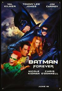 4m203 BATMAN FOREVER advance 1sh '95 Val Kilmer, Nicole Kidman, Tommy Lee Jones, Jim Carrey