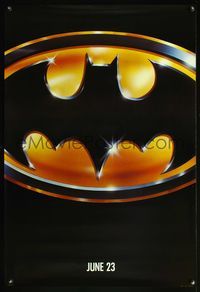 4m197 BATMAN matte finish teaser 1sh '89 Michael Keaton, Nicholson, directed by Tim Burton!