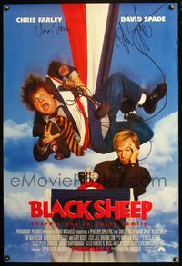 4m008 BLACK SHEEP DS advance 1sh '95 signed by Chris Farley & David Spade!