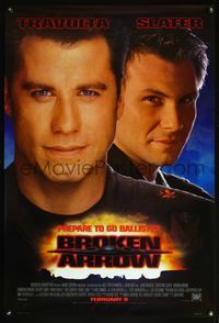 4m273 BROKEN ARROW advance style B 1sh '96 John Travolta, Christian Slater, directed by John Woo!
