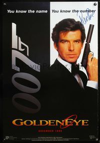 4m023 GOLDENEYE commercial poster '95 signed by Pierce Brosnan as secret agent James Bond 007!