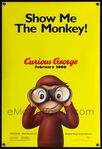 4m373 CURIOUS GEORGE DS teaser 1sh '06 image of famous children's book monkey w/binoculars!