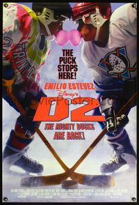 4m378 D2: THE MIGHTY DUCKS DS 1sh '94 Disney, Emilio Estevez coaches teens at ice hockey!