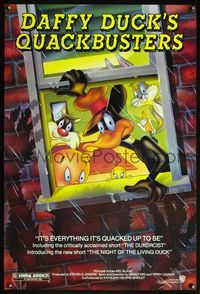 4m381 DAFFY DUCK'S QUACKBUSTERS 1sh '88 Mel Blanc, great cartoon image of Looney Tunes characters!