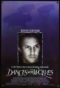 4m385 DANCES WITH WOLVES DS 1sh '90 Kevin Costner & great image of buffalo in the mist!