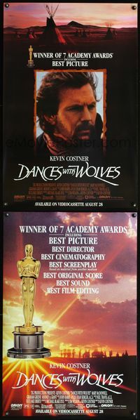 4m383 DANCES WITH WOLVES AA DS video advance 1sh '90 Kevin Costner & Native American Indians!