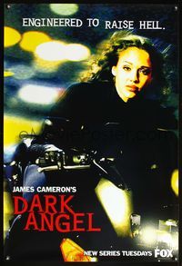 4m393 DARK ANGEL TV teaser 1sh '00 image of Jessica Abla on motorcycle!