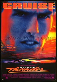 4m407 DAYS OF THUNDER 1sh '90 huge super close image of angry NASCAR race car driver Tom Cruise!