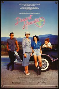 4m418 DESERT HEARTS 1sh '85 directed by Donna Deitch, great image of stars on classic Buick car!