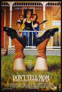 4m437 DON'T TELL MOM THE BABYSITTER'S DEAD 1sh '91 sexy Christina Applegate, wacky image!