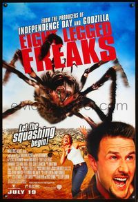 4m449 EIGHT LEGGED FREAKS advance 1sh '02 wacky image of screaming David Arquette, giant spiders!