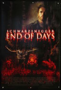 4m461 END OF DAYS DS 1sh '99 grizzled Arnold Schwarzenegger, cool creepy horror images!