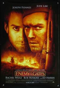 4m465 ENEMY AT THE GATES DS advance 1sh '01 Jude Law, Joseph Fiennes, cool image of sniper in WWII!