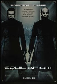 4m472 EQUILIBRIUM advance 1sh '02 Christian Bale & Taye Diggs in a future where freedom is outlawed!