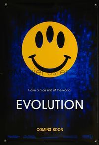 4m484 EVOLUTION DS int'l teaser 1sh '01 David Duchovny, great three-eyed smiley face!