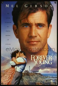 4m532 FOREVER YOUNG Int'l 1sh '92 romantic image of Mel Gibson & Jamie Lee Curtis!