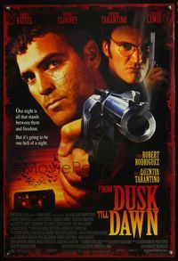 4m020 FROM DUSK TILL DAWN DS 1sh '95 signed by George Clooney & Quentin Tarantino, vampires!