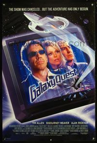 4m021 GALAXY QUEST DS Int'l 1sh '99 signed by Tim Allen, cool sci-fi art w/sexy Sigourney Weaver!